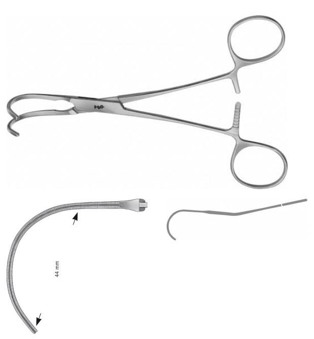 КУЛІ ПЕДІАТРИЧН. ЗАТИСКАЧ ВИГНУТ. 44MM 170MM